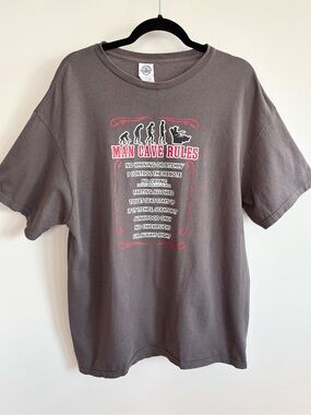 ‘Man Cave Rules' Graphic Delta Pro Weight Tee Shirt XL